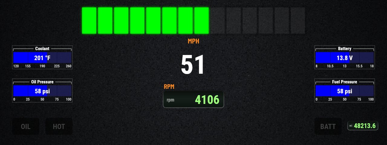 Digital Race Holley Pro Dash layout in the Stealth Race style