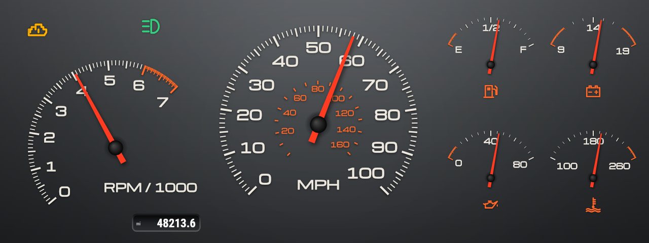 Holley Pro Dash layout styled like a 90s pickup cluster