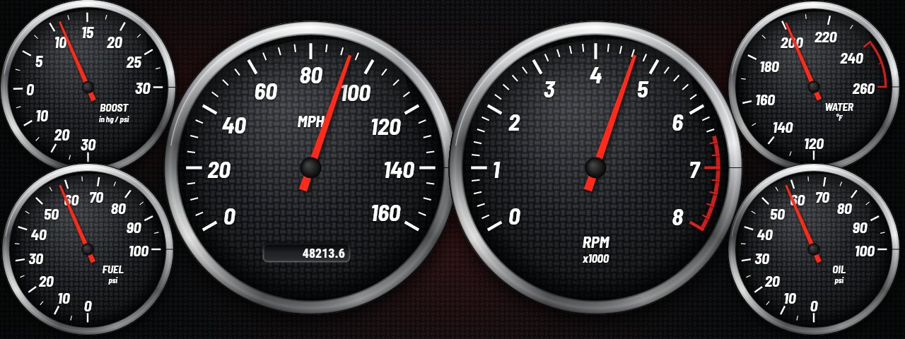 Race Seven Holley Pro Dash layout in the Carbon Chrome style