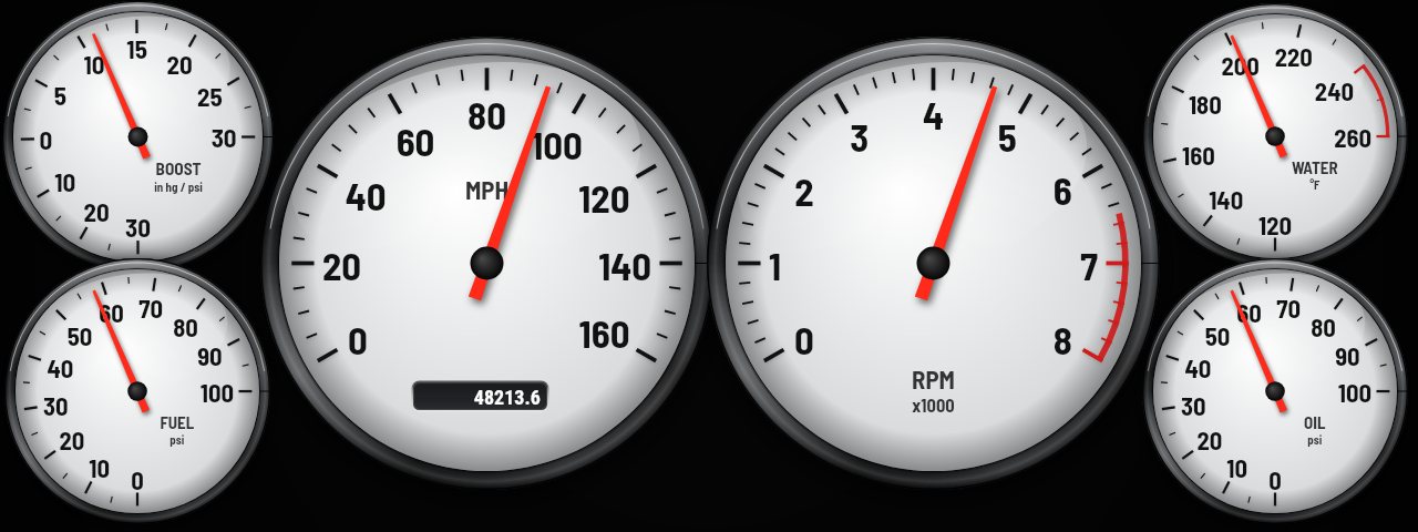 Holley Pro Dash layout in the Heritage White gauge style