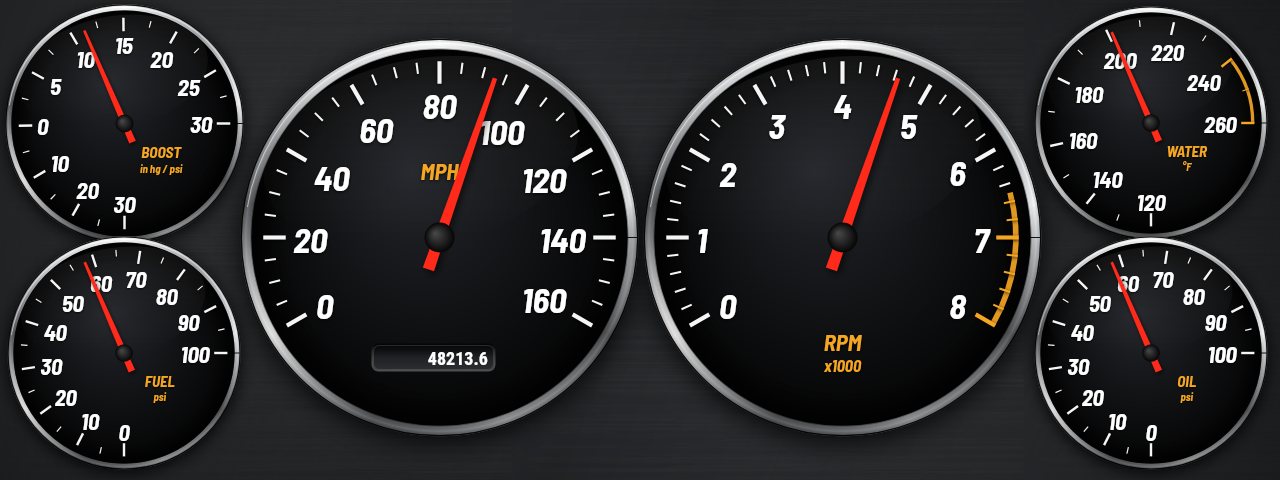 Holley Pro Dash layout in the Midnight Arc gauge style