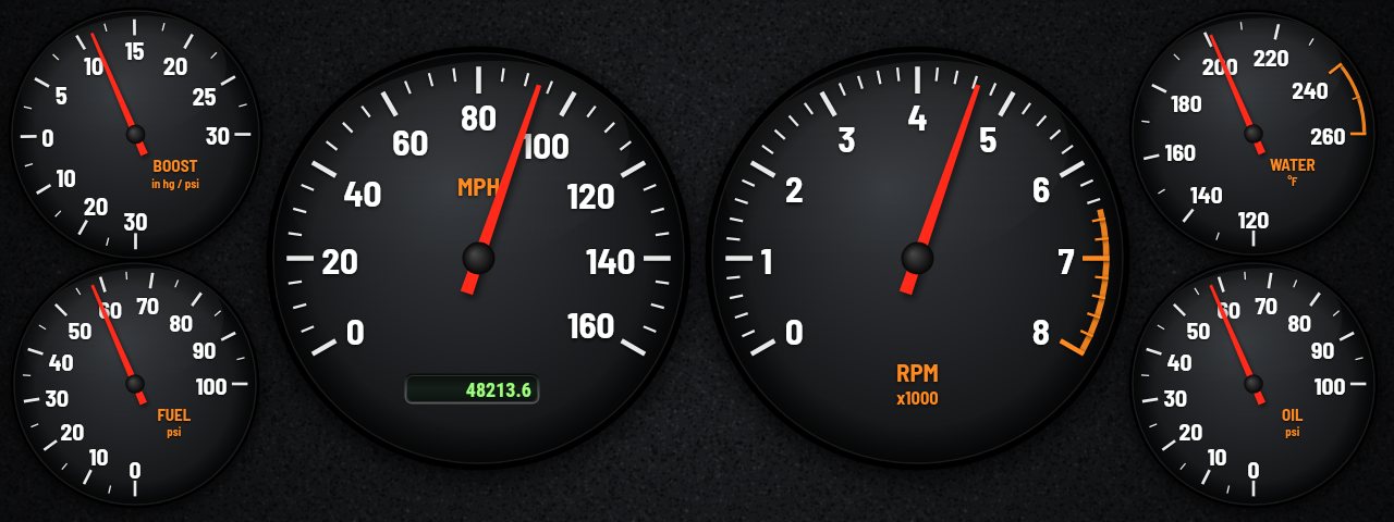 Holley Pro Dash layout in the Stealth Race gauge style